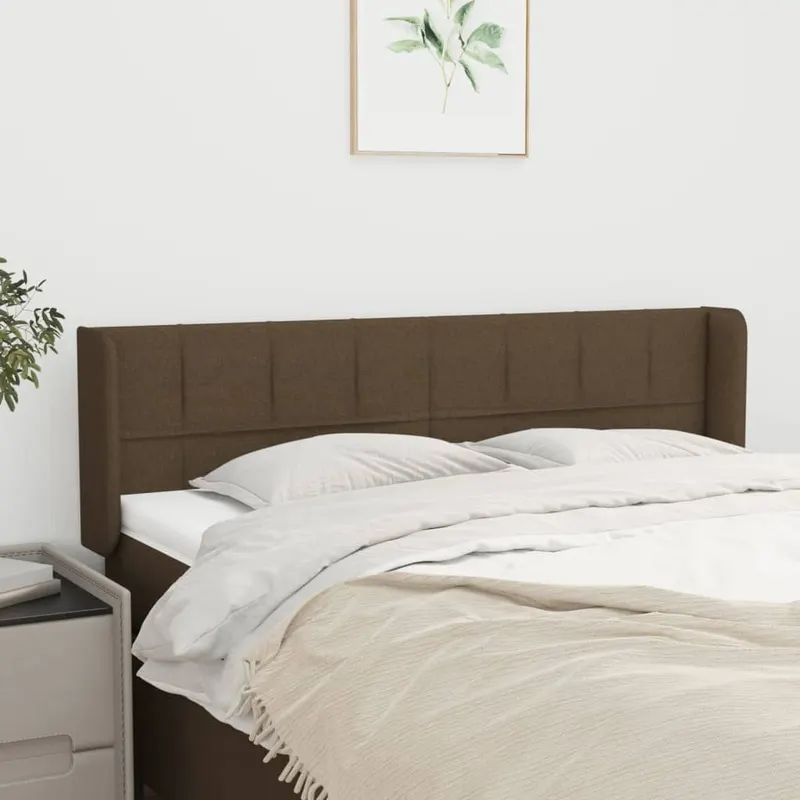 tablie de pat cu aripioare maro inchis 147x16x78/88 cm textil