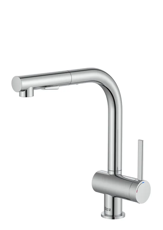 Baterie bucatarie Roca A5A851FC00, 0.8 bar, 302 mm, 225 mm, 1 orificii instalare, 2 sprayuri, 180 unghi pivotare, Crom