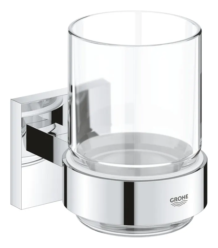 Pahar baie Grohe 41097000, 106 mm, 72 mm, 2 orificii instalare, 300 volum ml, pe perete, sticla, Crom
