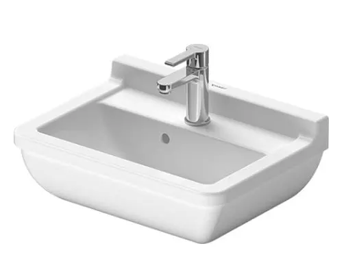 Lavoar Duravit 0300500000, Starck 3, montaj pe perete, preaplin, zona montaj interior, elemente fixare ascunse, alb