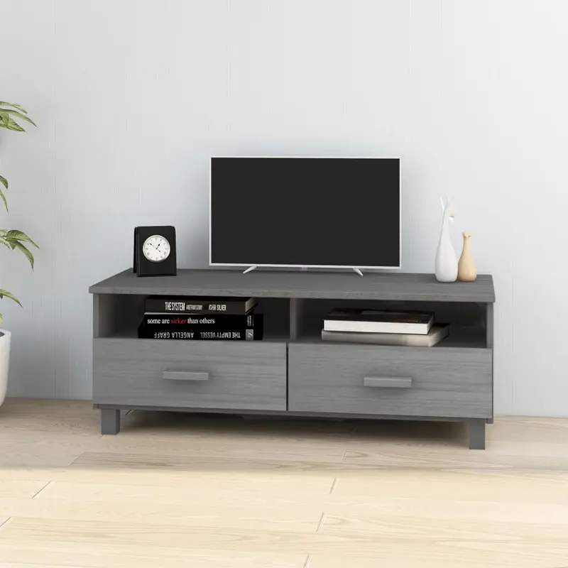 dulap tv „hamar”, gri inchis, 106x40x40 cm, lemn masiv de pin