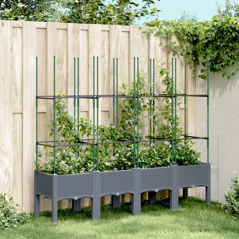 jardiniera de gradina cu spalier, gri, 160x40x142,5 cm, pp