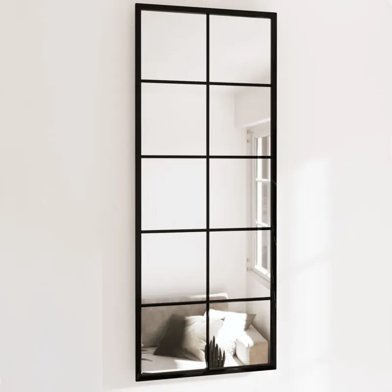 oglinzi de perete, 2 buc., negru, 100x40 cm, metal
