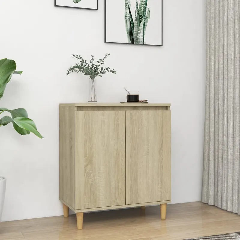 servanta picioare din lemn masiv stejar sonoma 60x35x70 cm lemn