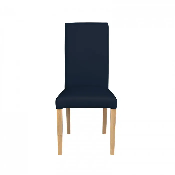 Scaun living TEO, picioare lemn natur, piele ecologica albastru, 46x60x98 cm