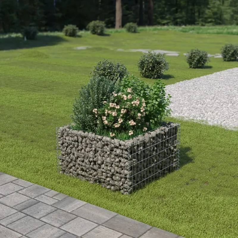 strat inaltat gabion, 90 x 90 x 50 cm, otel galvanizat
