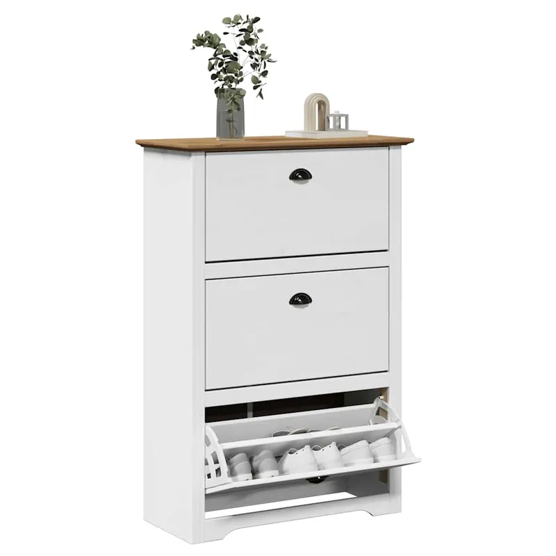 suport pantofi „bodo” alb si maro 80x35x118 cm