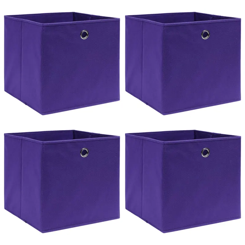 cutii de depozitare, 4 buc., violet, 32x32x32 cm, textil