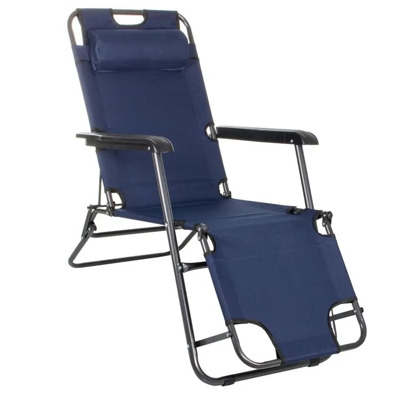 Sezlong pliabil GC12, Relax Zero Gravity, 80x60x153cm, Albastru inchis