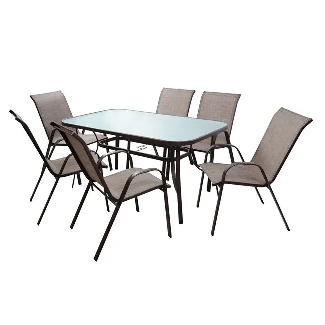 Set masa si scaune RIMINI 150x90x71 cm - Maro