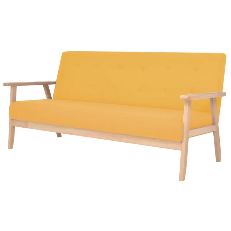 canapea cu 3 locuri, galben, material textil