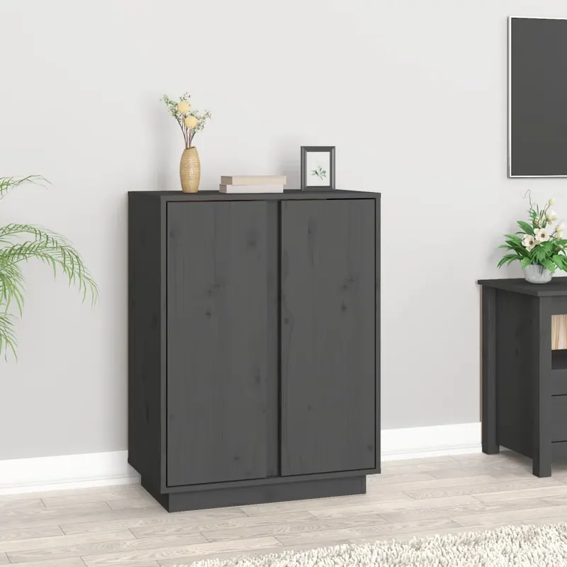 servanta, gri, 60x35x80 cm, lemn masiv de pin