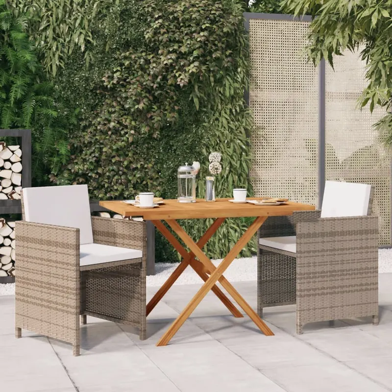 set mobilier de gradina cu perne, 3 piese, bej
