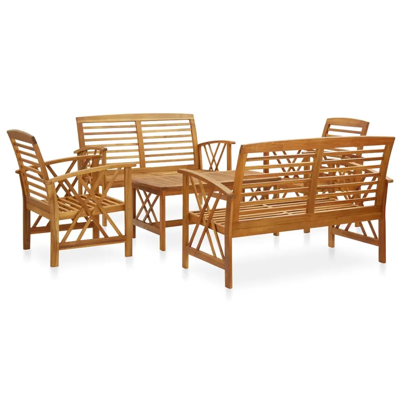 set mobilier de gradina, 5 piese, lemn masiv de acacia