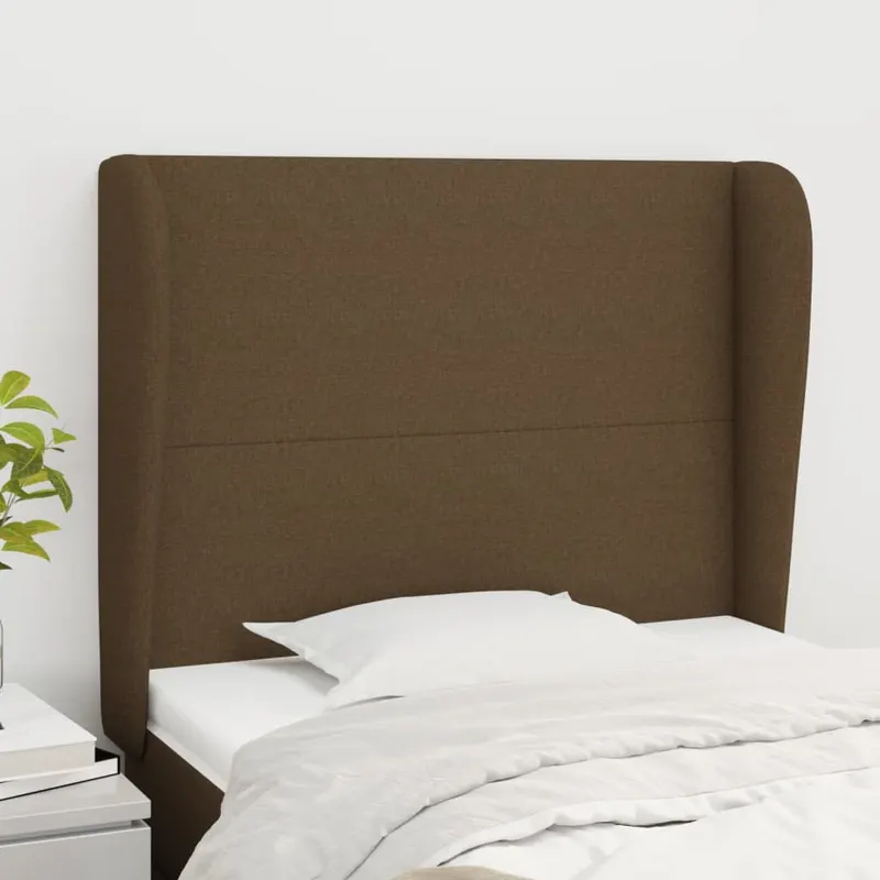 tablie de pat cu aripioare maro inchis 93x23x118/128 cm textil