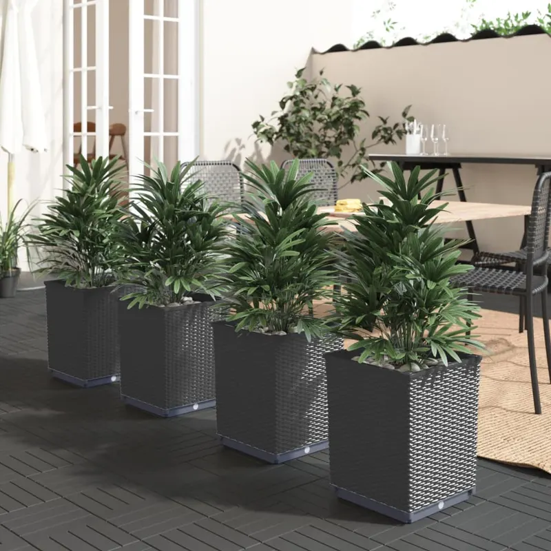 jardiniere, 4 buc., negru, 30x30x37 cm, polipropilena