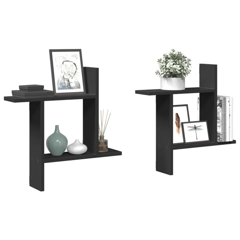 rafturi de perete, 2 buc., negru, 50x12x50 cm, lemn prelucrat