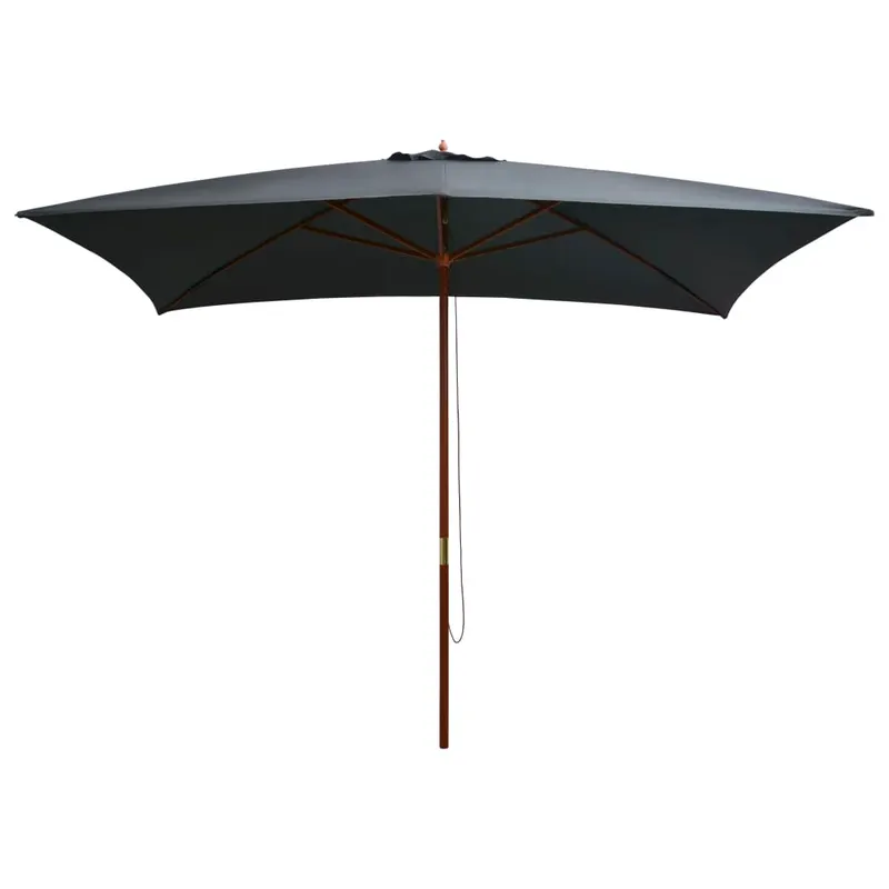 umbrela de soare exterior, stalp lemn, 200x300 cm, antracit