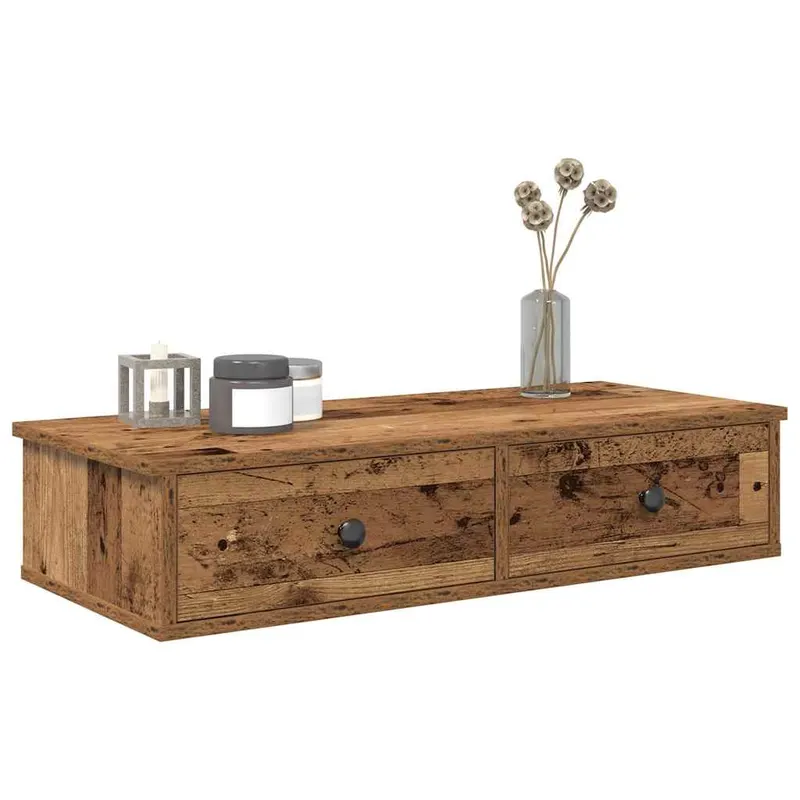 raft de perete cu sertare lemn vechi 80x31x17 cm lemn prelucrat