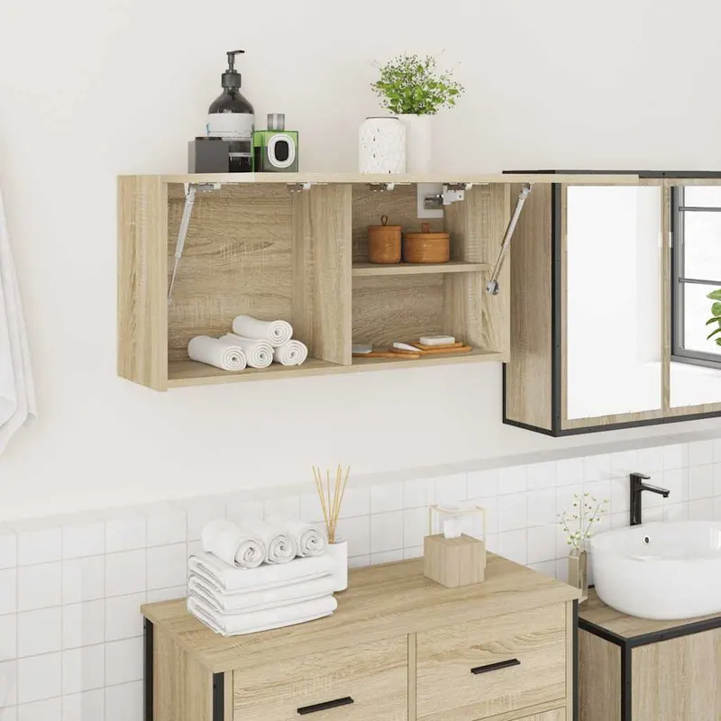 dulap perete baie, stejar sonoma, 80x25x40 cm, lemn prelucrat