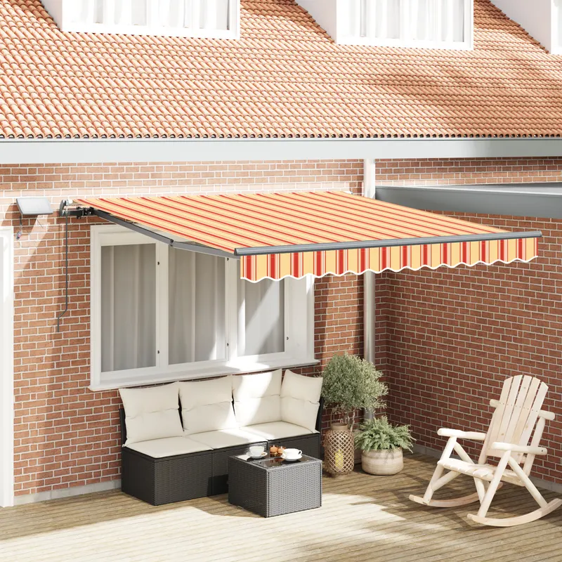 marchiza manuala retractabila cu led galben si portocaliu 350x250 cm