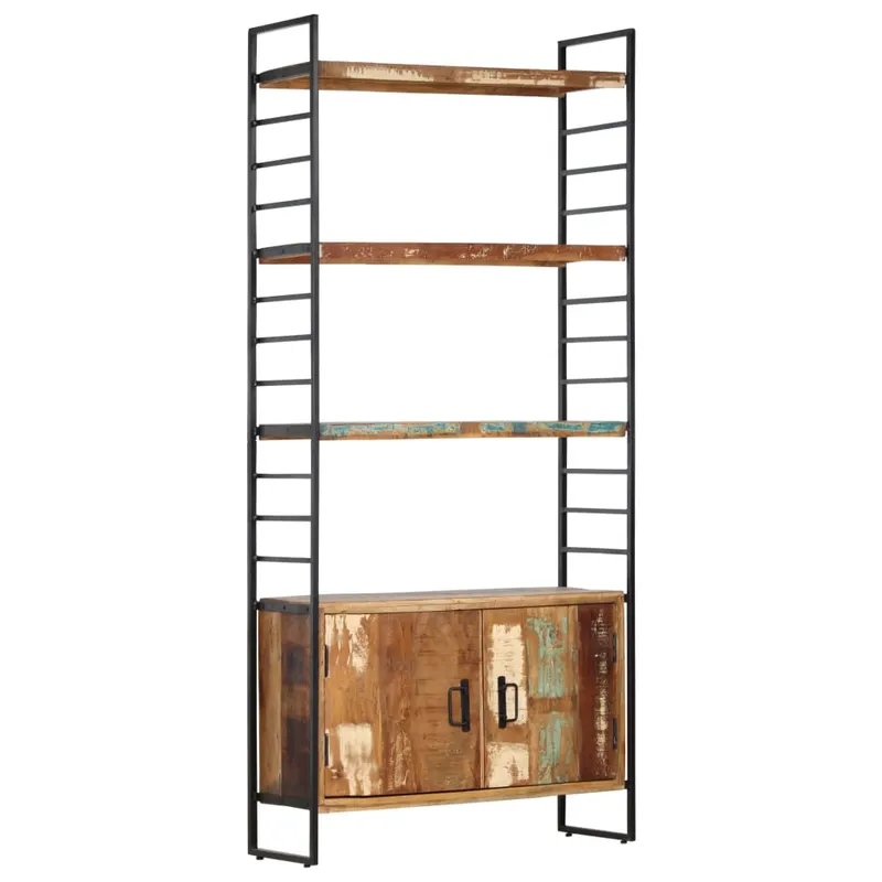 biblioteca cu 4 niveluri, 80 x 30 x 180 cm, lemn masiv reciclat