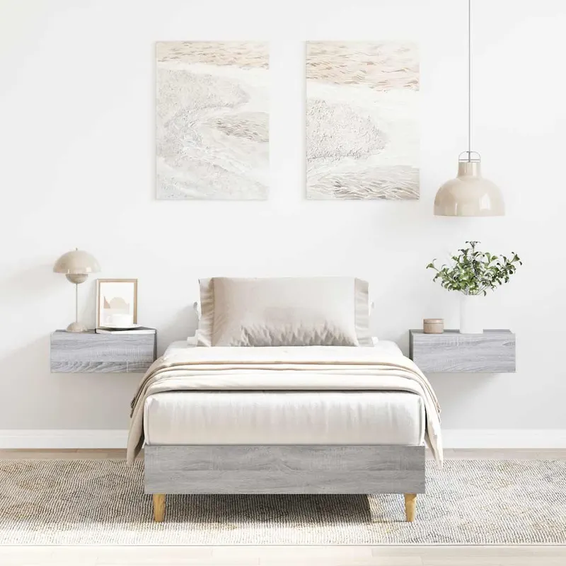 cadru de pat fara saltea gri sonoma 90x190 cm lemn prelucrat