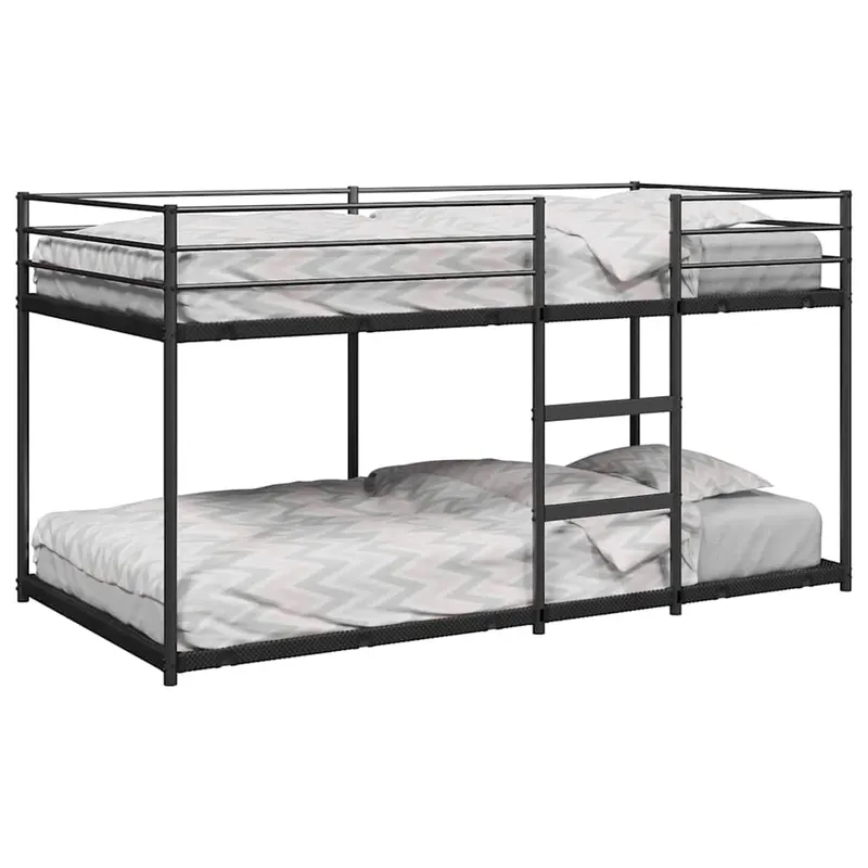 pat supraetajat fara saltea negru 107x203 cm otel