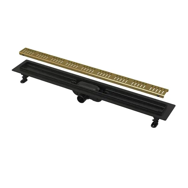 Set rigola cu capac auriu periat Alca APZ10BLACK-BRASS 55 cm