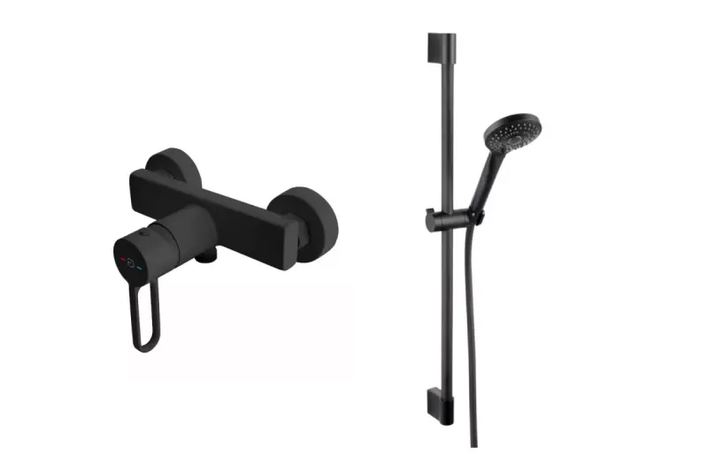 Baterie dus Fdesign Zaffiro, aparenta, colona dus, mat, negru, FD1-ZFR-7-22