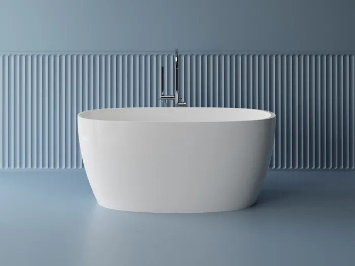Cada freestanding ovala, compozit alb lucios, 140x70x61.5 cm Nova