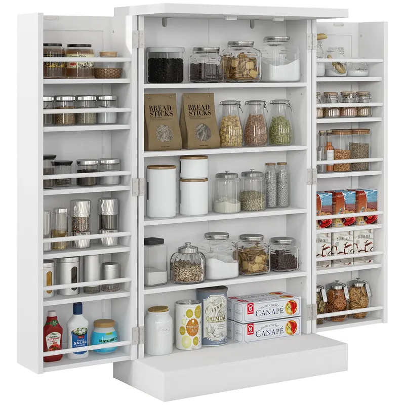 HOMCOM Dulap de Bucătărie Depozitare Independent 60x30x104cm, Alb