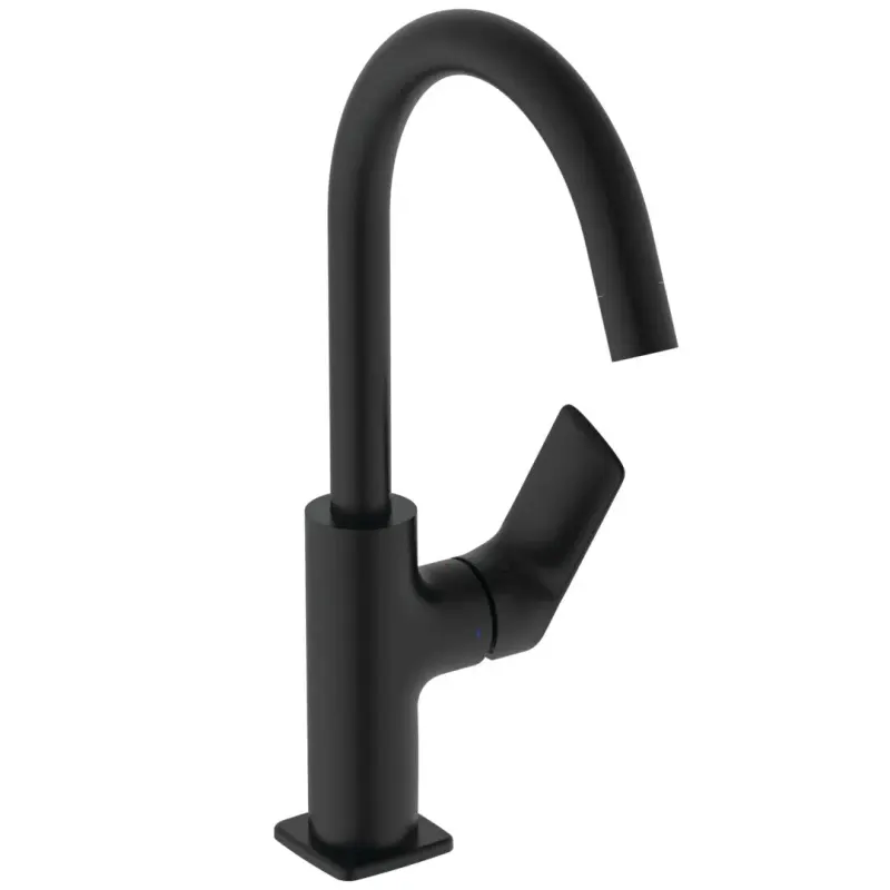 Baterie pentru lavoar cu ventil clickclack, pipa pivotanta, finisaj negru mat, Ideal Standard Ceralife C