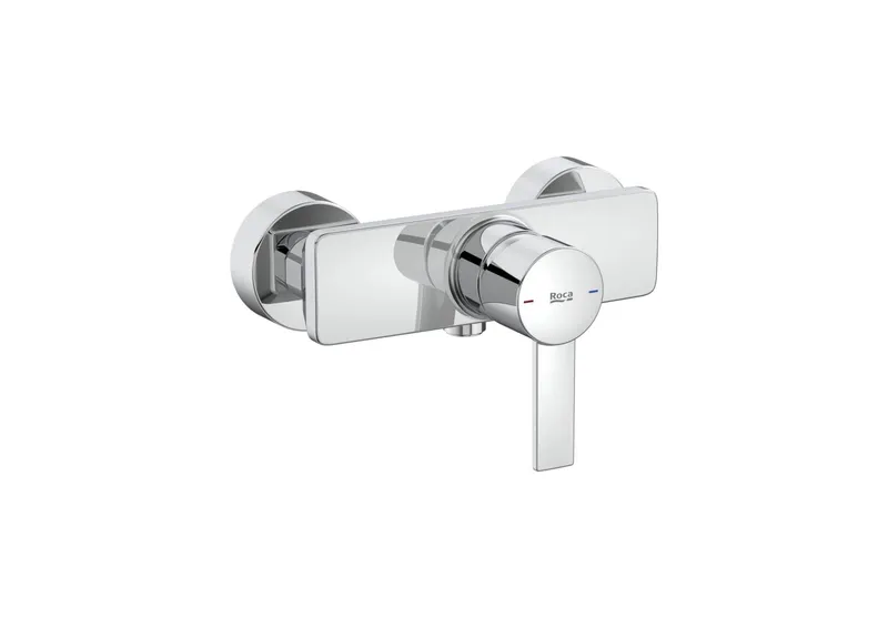 Baterie dus Roca A5A215FC00, 0.6 bar, 128 mm, 215 mm, 2 orificii instalare, 1 2 dimensiune racord furtun, Crom
