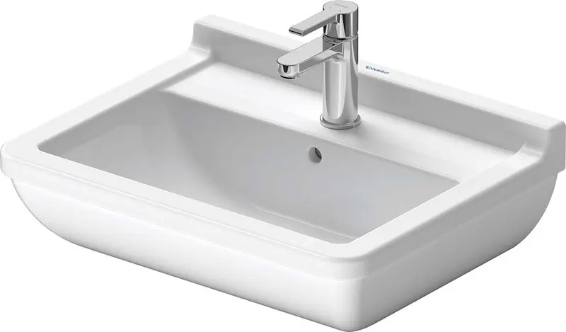 Lavoar Duravit 0300550000, Stack 3, montaj pe perete, preaplin, zona montaj interior, elemente fixare ascunse, alb