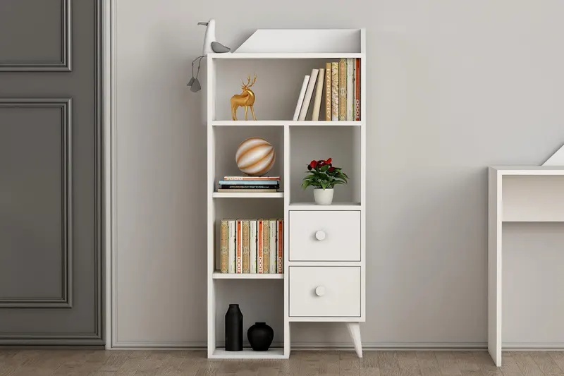 Bibliotecă Star, Diverse culori, 62x30x130 cm - Alb