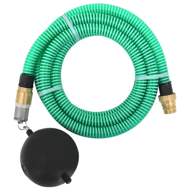 furtun de aspiratie cu racorduri din alama, verde 1,1 20 m pvc