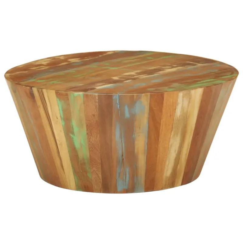 masuta de cafea, Ø65x31 cm, lemn masiv reciclat