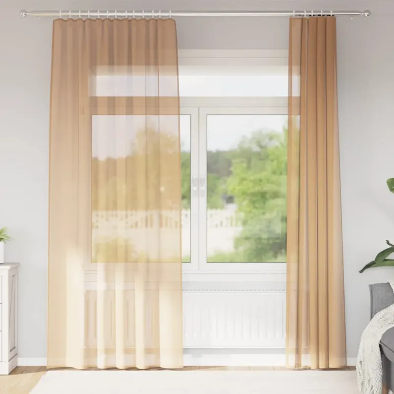 perdele voile cu bucle 2 buc nisip 140x245 cm