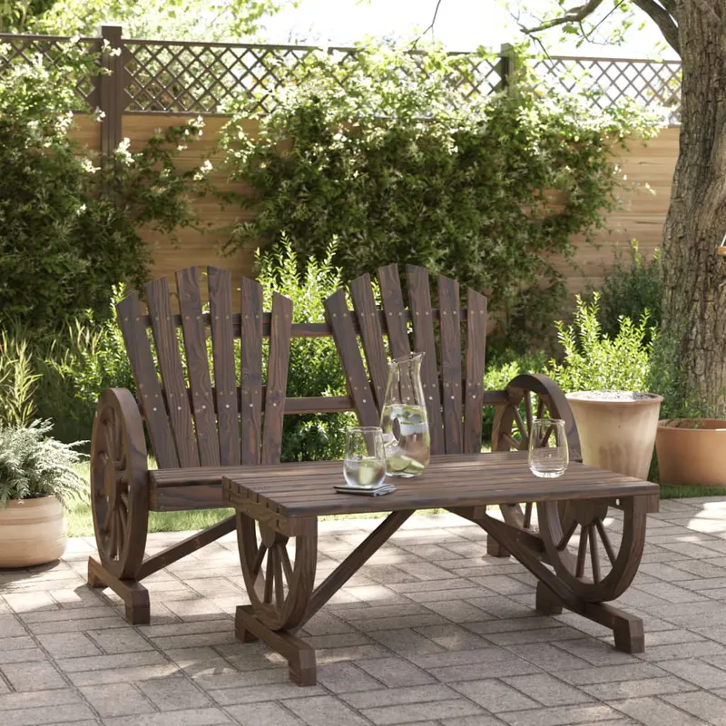 set mobilier de gradina, 2 piese, lemn masiv de brad