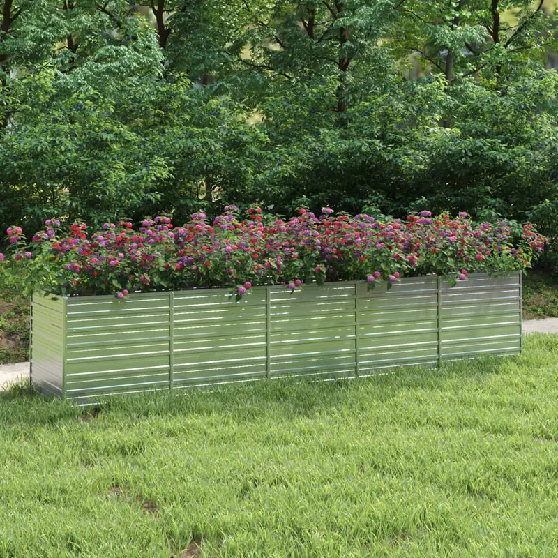 strat inaltat de gradina argintiu 400x80x77 cm otel galvanizat