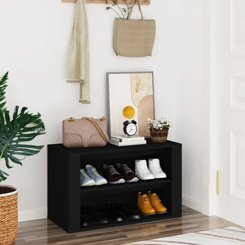 suport pantofi, negru, 75x35x45 cm, lemn prelucrat