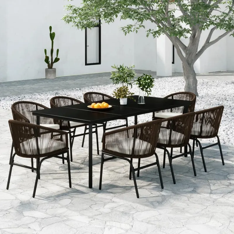 set de mobilier pentru gradina, 9 piese, maro