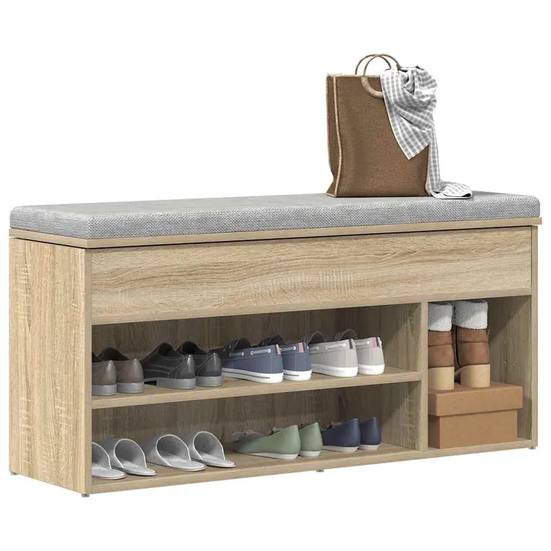 banca de pantofi stejar sonoma 102x30,5x45 cm lemn prelucrat