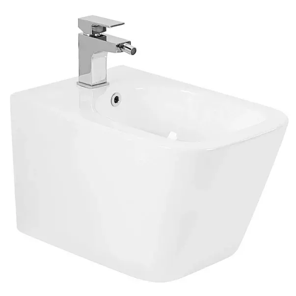 Bideu suspendat Fluminia Pisa, fixare ascunsa, orificiu baterie, montaj suspendat, alb