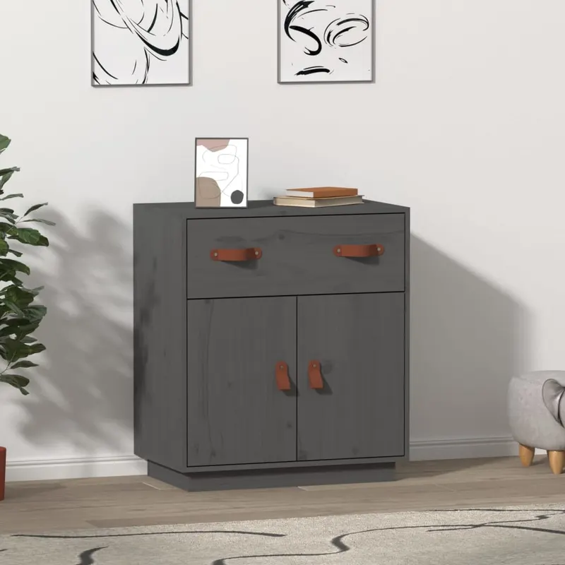 servanta, gri, 65,5x40x75 cm, lemn masiv de pin