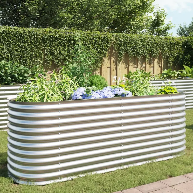 strat inaltat gradina argintiu 240x80x81 cm otel galvanizat