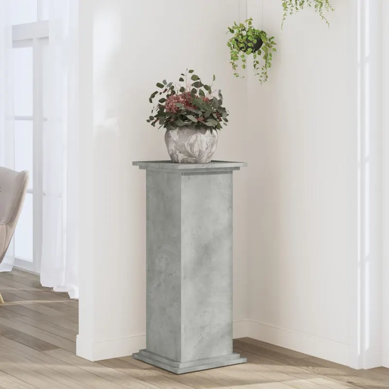 suport de plante, gri beton, 33x33x80 cm, lemn prelucrat
