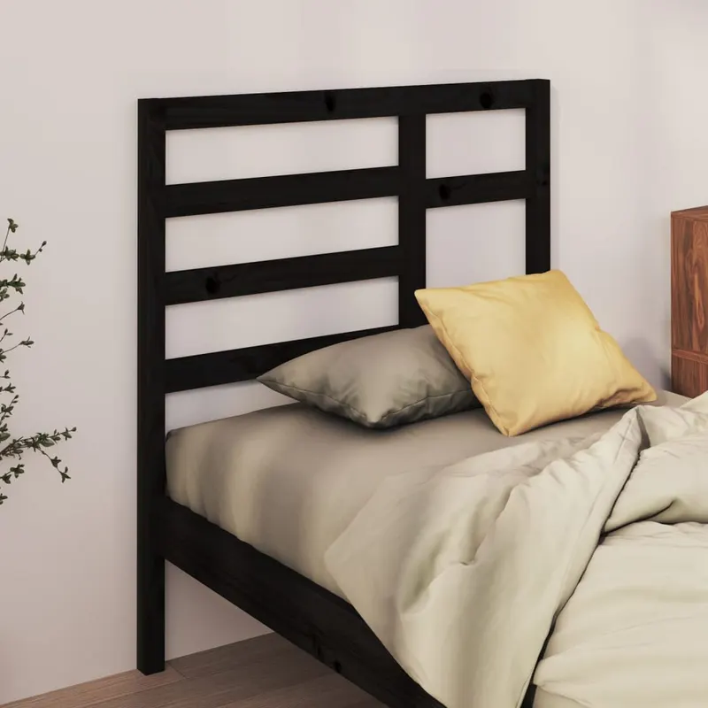 tablie de pat, negru, 106x4x104 cm, lemn masiv de pin