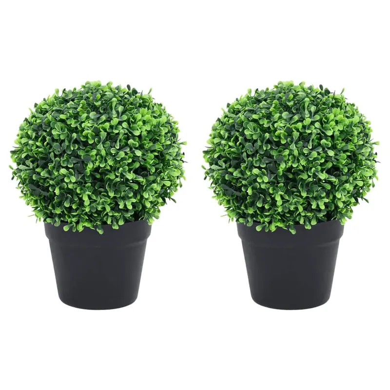 plante artificiale cimisir cu ghiveci, 2 buc. verde 32 cm minge